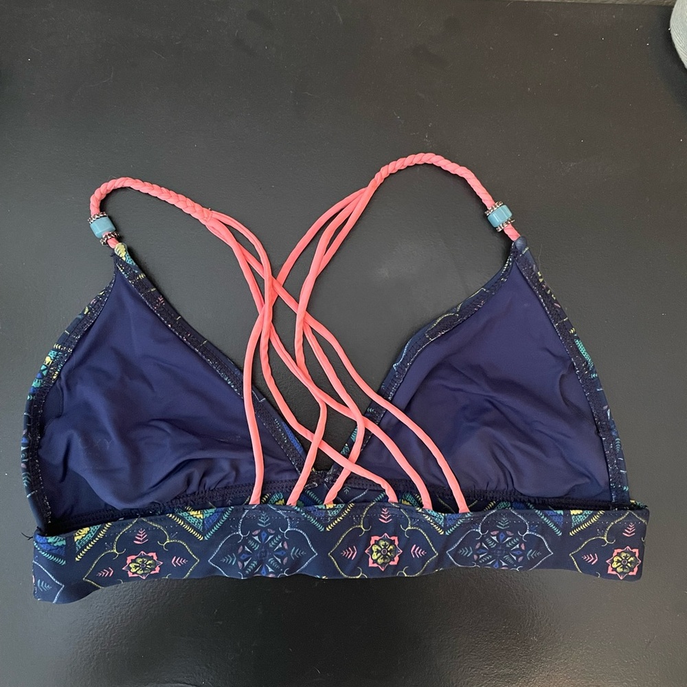 Navy Blue Patterned Roxy Bikini Top - image 2